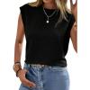 CUPSHE Women’s Cap Sleeve Summer Tops Crewneck Textured Cute Tank 2025 Casual Trendy T-Shirts(Black)