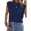 CUPSHE Women’s Cap Sleeve Summer Tops Crewneck Textured Cute Tank 2025 Casual Trendy T-Shirts(Blue)