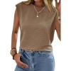 CUPSHE Women’s Cap Sleeve Summer Tops Crewneck Textured Cute Tank 2025 Casual Trendy T-Shirts(Khaki)