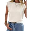 CUPSHE Women’s Cap Sleeve Summer Tops Crewneck Textured Cute Tank 2025 Casual Trendy T-Shirts(White)