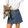 CUPSHE Women’s Denim Mini Skirt Button Front A-Line Jean High Waist Scalloped Hem Casual Outfits(Sky Blue)