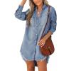 CUPSHE Womens Denim Shirt Dress Long Sleeve Button Down Casual Loose Jean Dresses with Pockets(Sky Blue)