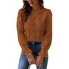 CUPSHE Women’s Eyelet Long Sleeve Tops Shirts Dressy Hollow Out Crochet Lace Embroidered Blouses 2026 Fashion(Brick Red)