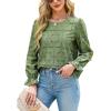 CUPSHE Women’s Eyelet Long Sleeve Tops Shirts Dressy Hollow Out Crochet Lace Embroidered Blouses 2026 Fashion(Green)