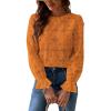 CUPSHE Women’s Eyelet Long Sleeve Tops Shirts Dressy Hollow Out Crochet Lace Embroidered Blouses 2026 Fashion(Orange)