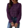 CUPSHE Women’s Eyelet Long Sleeve Tops Shirts Dressy Hollow Out Crochet Lace Embroidered Blouses 2026 Fashion(Purple)