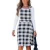 CUPSHE Women’s Fall Dresses Plaid Button Square Neck A Line Casual Pinafore Overall Midi Dress(Black)