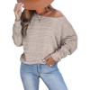 CUPSHE Womens Fashion Long Sleeve Crewneck Knitted Ribbed Shirts Pullover Sweaters Casual Loose Tops(Khaki)