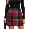 CUPSHE Women’s High Waist Plaid Skirt Causal Bodycon Pencil Wool Mini Skirts Winter Fall A Line Elegent Outfits(Black Red)