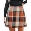 CUPSHE Women’s High Waist Plaid Skirt Causal Bodycon Pencil Wool Mini Skirts Winter Fall A Line Elegent Outfits(Brick Red)