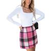 CUPSHE Women’s High Waist Plaid Skirt Causal Bodycon Pencil Wool Mini Skirts Winter Fall A Line Elegent Outfits(Pink)