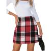 CUPSHE Women’s High Waist Plaid Skirt Causal Bodycon Pencil Wool Mini Skirts Winter Fall A Line Elegent Outfits(Red)