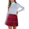 CUPSHE Women’s High Waist Plaid Skirt Causal Bodycon Pencil Wool Mini Skirts Winter Fall A Line Elegent Outfits(Red Green 2)