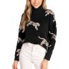 CUPSHE Womens Leopard High Neck Long Sleeve Fall Sweaters Cozy Knit Pullover Sweater Jumper Top(Black)