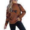 CUPSHE Womens Leopard High Neck Long Sleeve Fall Sweaters Cozy Knit Pullover Sweater Jumper Top(Brown)