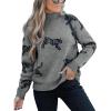CUPSHE Womens Leopard High Neck Long Sleeve Fall Sweaters Cozy Knit Pullover Sweater Jumper Top(Grey)