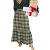 CUPSHE Womens Maxi Skirts Tartan Ruffled Skirt Plaid Holiday Christmas High-Rise Waist Xmas Long Skirt(Green)