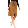 CUPSHE Women’s Midi Skirts Split Ruched Button Pencil Skirts Elastic Waist Wrap Long Skirt(Beige)
