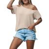 CUPSHE Women’s One Shoulder Tops Strap Trendy Short Sleeve Knit Sexy Cutout Tee(Beige)