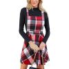 CUPSHE Women’s Overall Dress Square Neck Plaid Sleeveless Casual Short A Line Cute Fall Mini Pinafore Dresses(Red Plaid)