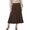 CUPSHE Women’s Pleated Midi Skirts Dressy A Line Velvet High Waist Long Skirt(Brown)