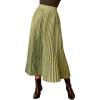 CUPSHE Women’s Pleated Midi Skirts Dressy A Line Velvet High Waist Long Skirt(Green)