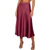 CUPSHE Women’s Satin Skirt Flowy A Line Cocktail Party Wedding High Waist Long Midi Skirts Vacation Outfits(Wine)