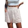 CUPSHE Women’s Stripe Shorts High Waist Smocked Patch Pockets Summer Casual Short Brown(Brown Stripe)