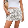 CUPSHE Women’s Striped High Waist Drawstring Shorts Elastic Mid‑Thigh Summer Casual(Black Stripe)