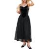 CUPSHE Women’s Summer Mesh Maxi Dresses Spaghetti Strap Swing A Line Long Flowy Dress Sleeveless Beach Vacation(Black)
