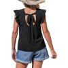 CUPSHE Women’s Summer Shirts Cute Tops Ruffle Sleeve Crew Neck Casual Backless Tees(Black)