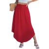CUPSHE Womens Summer Skirts Abstract Smocked Midi Skirt High Waist Coverup Casual Vacation Beach Skirt(Red)