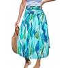 CUPSHE Womens Summer Skirts Abstract Smocked Midi Skirt High Waist Coverup Casual Vacation Beach Skirt(Sky Blue)