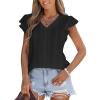 CUPSHE Womens Summer Tops Eyelet Embroidered Flutter Sleeves Button Fron Top Blouse 2025 Fashion(Black)