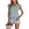 CUPSHE Womens Summer Tops Eyelet Embroidered Flutter Sleeves Button Fron Top Blouse 2025 Fashion(Green)