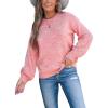 CUPSHE Womens Sweaters Rainbow Dots Long Sleeve Sweater Crewneck Lightweight Knit Pullover Sweater Tops(Pink)