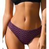 CUPSHE Womens Swimsuit Bikini Bottom Low Rise Bathing Suit(Dark Purple/Striped)