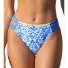 CUPSHE Womens Swimsuit Bikini Bottom Side Cutout Stitching Cheeky Bottom(Blue/White Floral)