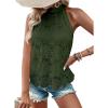CUPSHE Women’s Tank Tops Hollow Out Lace Boho Blouse Eyelet Embroidery Sleeveless Tops Shirts(Green)