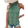 CUPSHE Women’s Tank Tops Hollow Out Lace Boho Blouse Eyelet Embroidery Sleeveless Tops Shirts(Light Green)