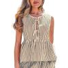 CUPSHE Womens Top Round Neck Stripe Sleeveless Front Tied Blouse Summer Loose Casual Dressy Shirt 2025 Trendy(Black)