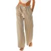 CUPSHE Women’s Wide Leg Stripe Pants, Spring Summer High Waist Smocked Palazzo Casual Beach Pants with Pockets(Beige)