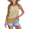 Women’s Floral Top High Neck Boho Sleeveless Shirt Loose Fit Summer Beach Vacation Tank Top(Yellow)
