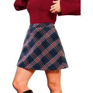 CUPSHE Women’s High Waist Plaid Skirt Causal Bodycon Pencil Wool Mini Skirts Winter Fall A Line Elegent Outfits(Navy)