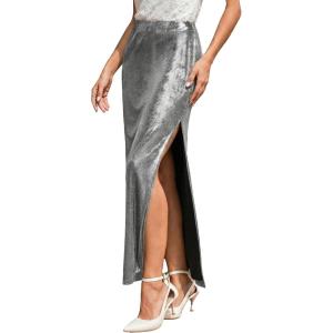 CUPSHE Women’s Satin Skirt Flowy A Line Cocktail Party Wedding High Waist Long Midi Skirts Vacation Outfits(2-grey)