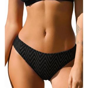 CUPSHE Womens Swimsuit Bikini Bottom Low Rise Bathing Suit(Black/Striped)