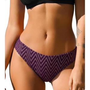 CUPSHE Womens Swimsuit Bikini Bottom Low Rise Bathing Suit(Dark Purple/Striped)