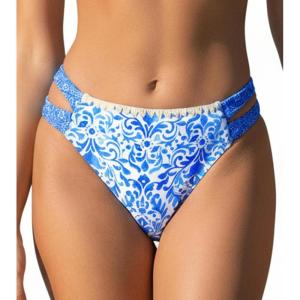 CUPSHE Womens Swimsuit Bikini Bottom Side Cutout Stitching Cheeky Bottom(Blue/White Floral)