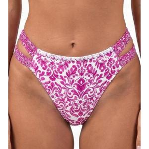 CUPSHE Womens Swimsuit Bikini Bottom Side Cutout Stitching Cheeky Bottom(White/Pink Floral)