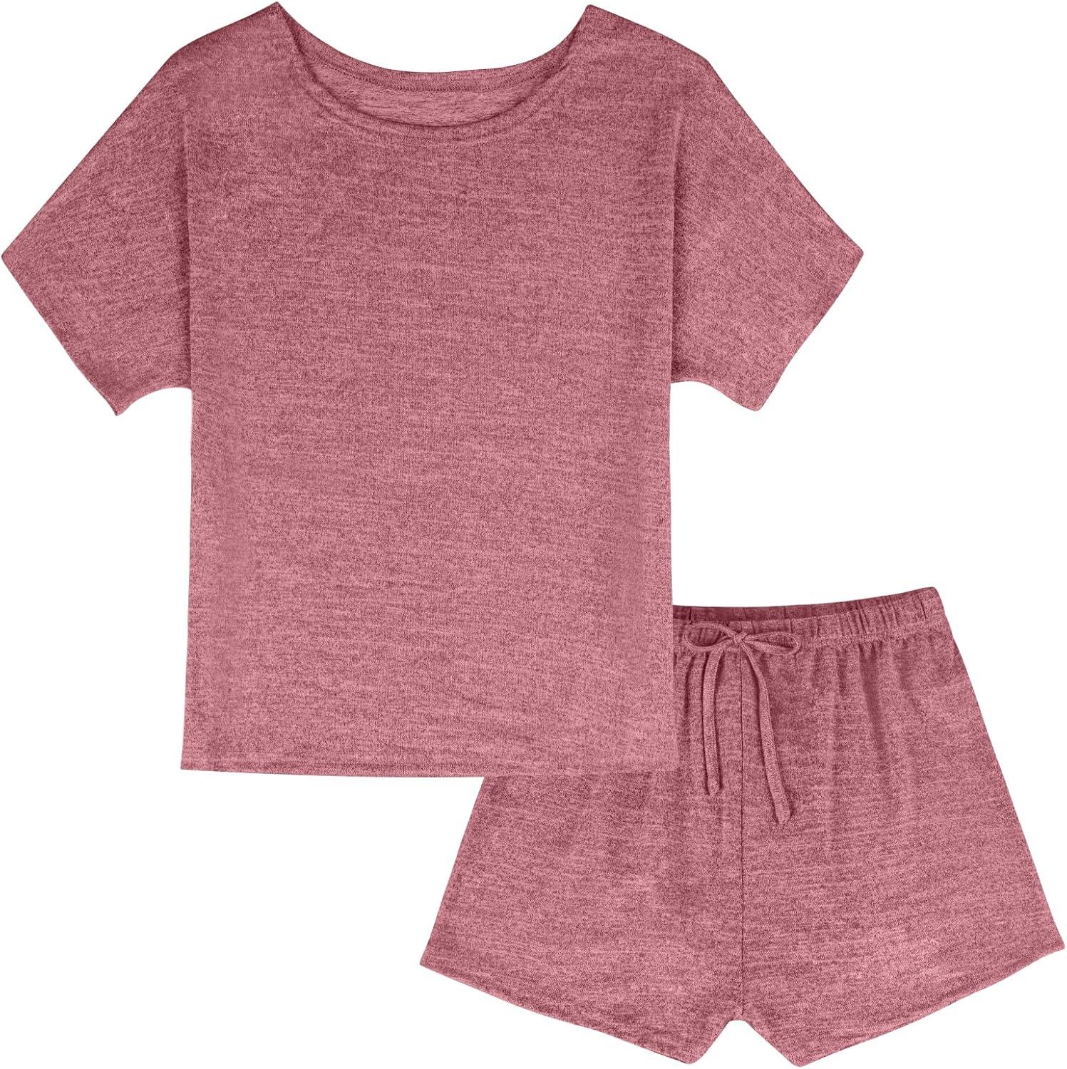 imageCUPSHE Short Sleeve Pajama Sets for Women Casual Crew Neck 2 Piece Lounge SetsMaroon Red